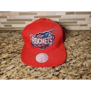 Houston Rockets Hat Men's Cap NBA Mitchell & Ness Red Adjustable Basketball